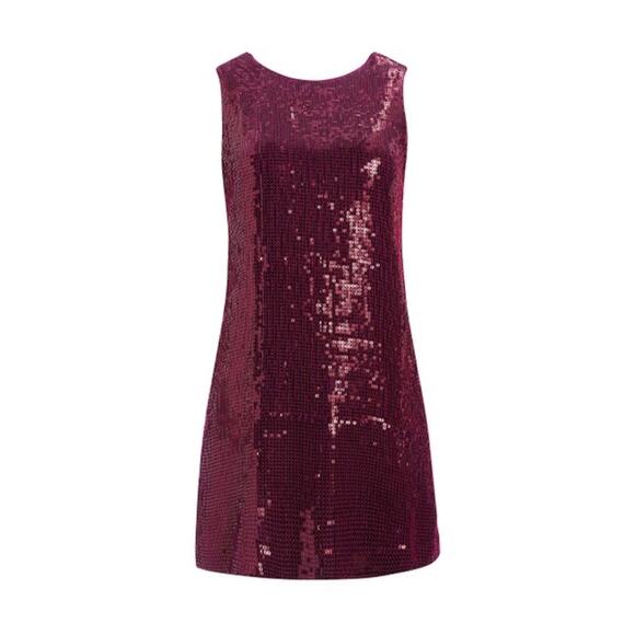 Alice and Olivia Purple Sequined Mini Dress Size 10 New Retails $495 - Picture 1 of 7
